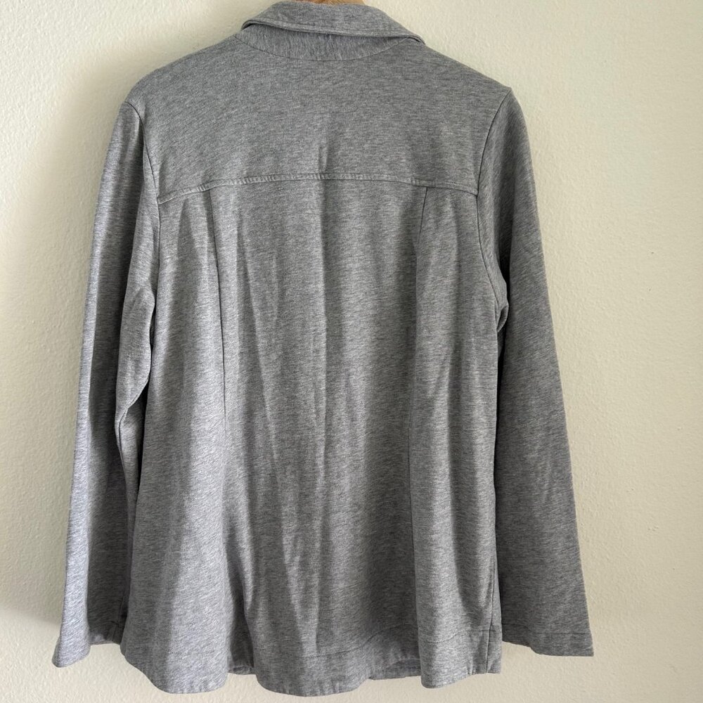 J Jill Blazer Soft Gray Cotton Stretch SZL Jacket 3 Button Pockets Casual Office - Picture 6 of 10